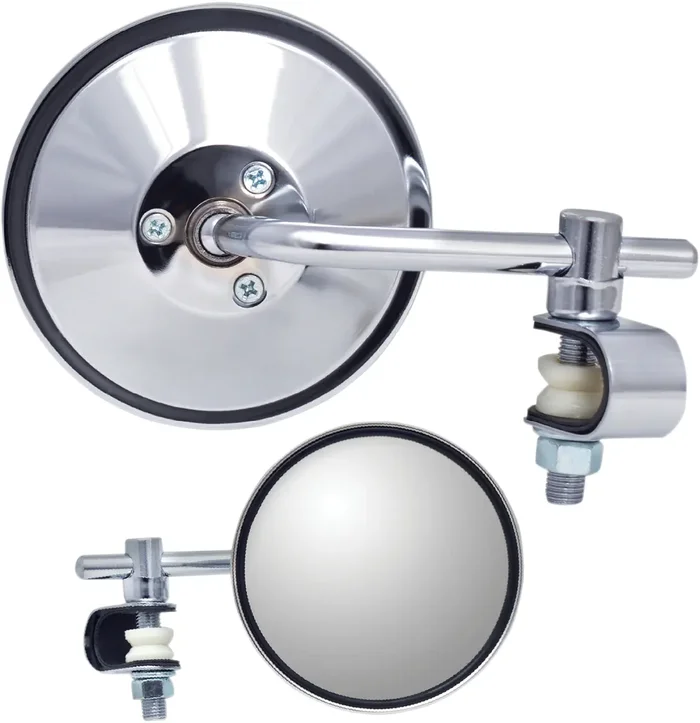 Parts unlimited Mirror – Side View – Round – Chrome – Short – Each