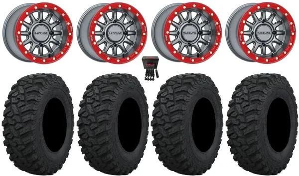 Raceline Alpha Bdlk 15″ Wheels Gm 30″ Attack 2.0 Tires Can-Am Commander Maverick Renegade Outlander Defender