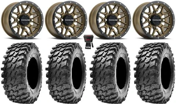 Raceline Krank 14″ Bronze Wheels 30″ Rampage Tires Kawasaki Mule Pro FXT KRX / Yamaha Wolverine RMAX / YXZ 2019+