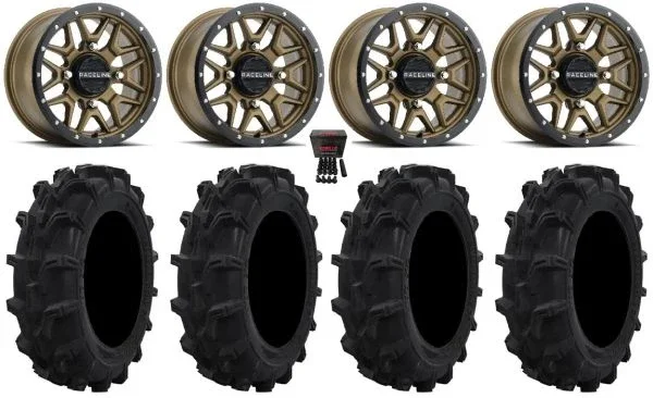 Raceline Krank 14″ Wheels Bronze 27″ Mud XC Tires Polaris Sportsman / RZR / Ranger