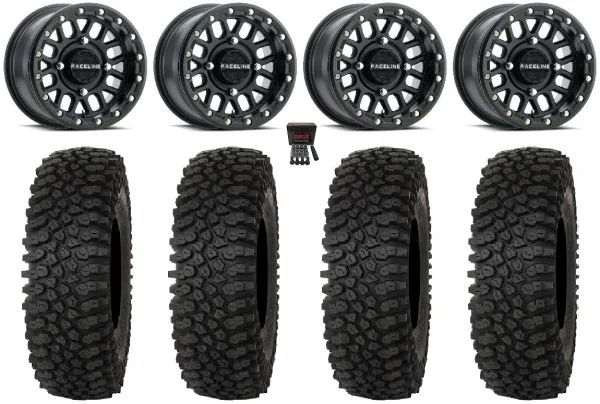 Raceline Podium Bdlk 14″ Wheels Bk 27″ Roctane ST Tires Sportsman 550 850 1000