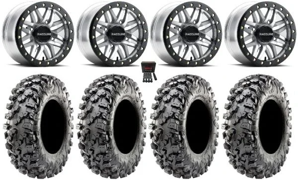 Raceline Ryno Bdlk 15″ Mh Wheels 30″ Carnivore R/T Tires Can-Am Commander Maverick Renegade Outlander Defender