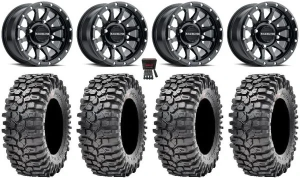 Raceline Trophy 14″ Black Wheels 30″ Roxxzilla Tires Polaris Sportsman / RZR / Ranger