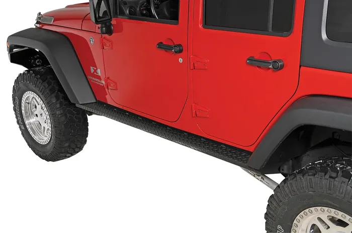 Rock Hard 4X4 Rocker Guards in Black for 07-18 Jeep Wrangler JK 2 Door