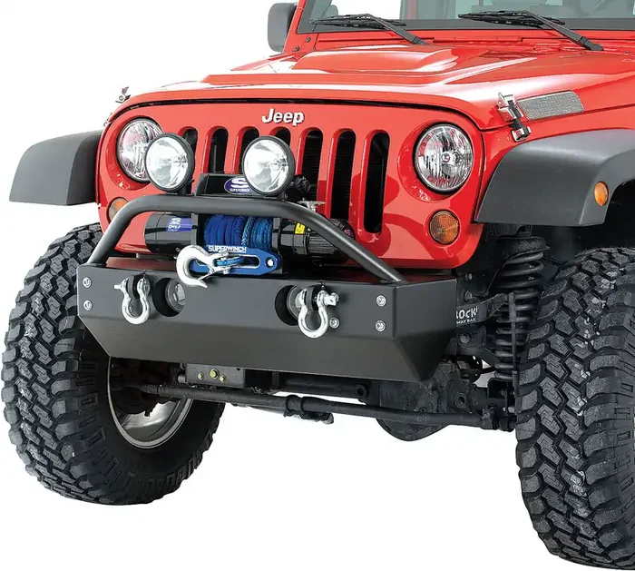 Rock Hard 4X4 Shorty Front Bumper with Fog Light Cutouts for 07-18 Jeep Wrangler JK