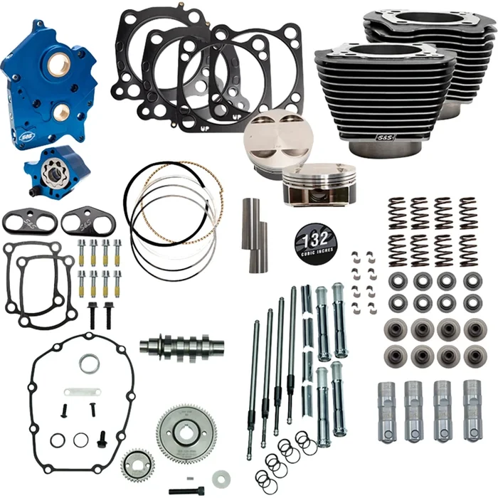 S&S CYCLE 0904-0160 310-1236C Power Package Engine Performance Kit 132 ” Power Pack – 550 Gear Drive – Water Cooled – Black Granite w/Highlight Fins – M8
