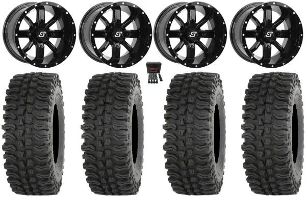 Sedona Hollow Point 14″ Wheels Black 32″ BDC Tires Can-Am Maverick X3 / Honda Pioneer 1000 / Talon