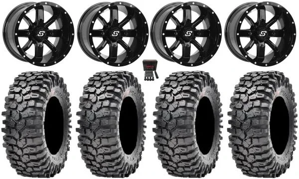 Sedona Hollow Point 14″ Wheels Black 35″ Roxxzilla Tires Can-Am Commander Maverick Renegade Outlander Defender