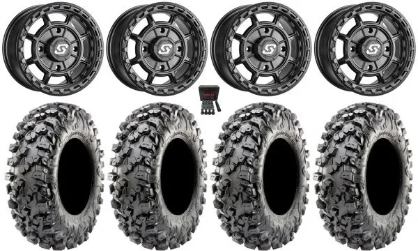 Sedona Rift 14″ Wheels Black 30″ Carnivore R/T Tires Polaris Sportsman / RZR / Ranger