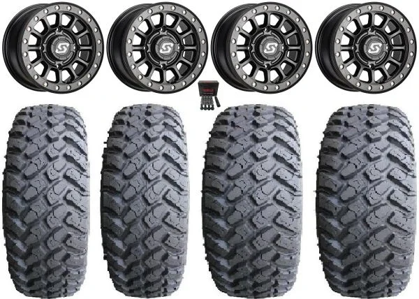 Sedona Sano Beadlock 14″ Wheels Bk 27″ MotoHammer Tires Sportsman 550 850 1000