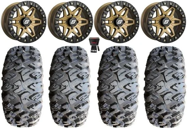 Sedona Split 6 14″ Wheels Br +30mm 28″ MotoClaw Tires Sportsman 550 850 1000