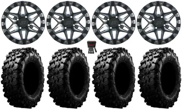 Sedona Split 6 14″ Wheels Mh +30mm 28″ Carnivore Tires Sportsman 550 850 1000