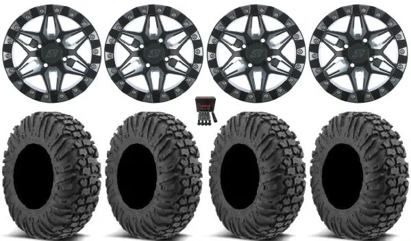 Sedona Split 6 14″ Wheels Mh +30mm 28″ MotoVator Tires Sportsman 550 850 1000