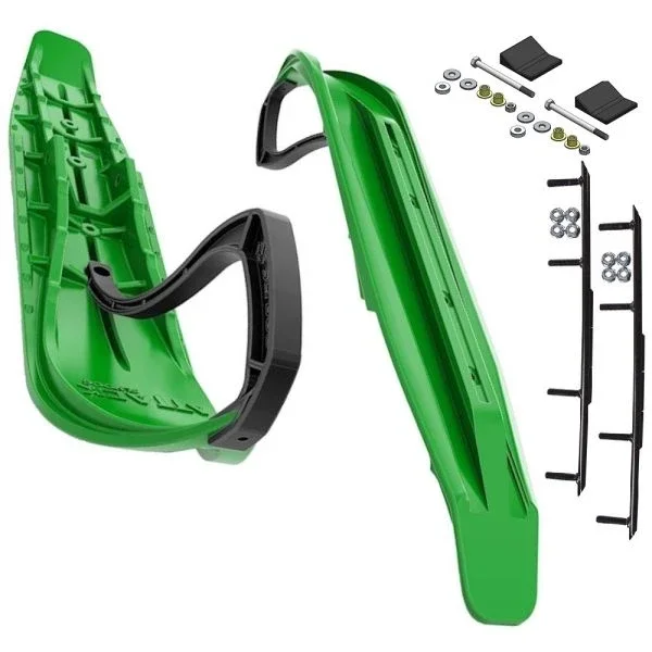 Slydog Attack 7″ Green Skis w/6″ Round Bar Complete Kit Yamaha T.S.S Pogo Stick Spindle