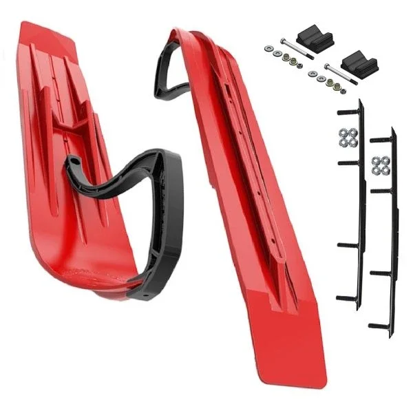 Slydog Powder Hound 7″ Indy Red Skis w/6″ Round Bar Complete Kit Ski-Doo ZX[ADSA]/REV/RT/XP