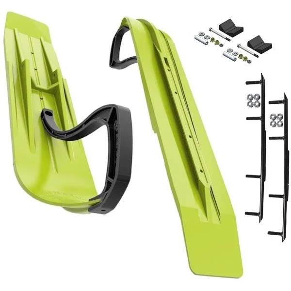Slydog Powder Hound 8″ Manta Green Skis w/8″ Round Bar Complete Kit Polaris Trailing Arm Suspension & IQ Chassis