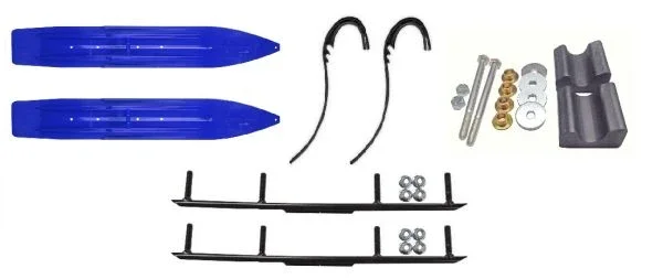 Slydog Voo Doo Blue Powder Hound 7″ Snowmobile Skis w/ 4″ Round Bars Kit Yamaha Phazer/FX Nytro Wishbone