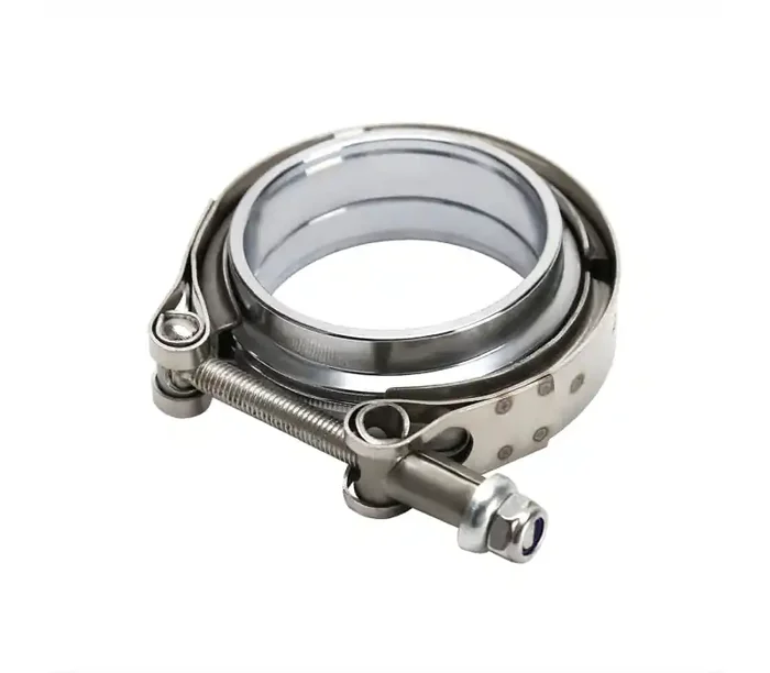 Spec-D Tuning 2.5 Inch V – Band Flange & Clamp Kit – Mild Steel VBF-MS250