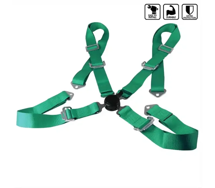 Spec-D Tuning 4 Point Harness Cam Lock Seat Belt – Green RSB-4PTGRN-RS
