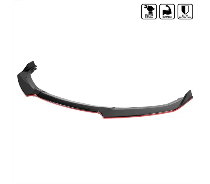 Spec-D Tuning Honda Civic Front Bumper Lip Glossy Black With Red Trim LPF-CV16GB-RD-PQ