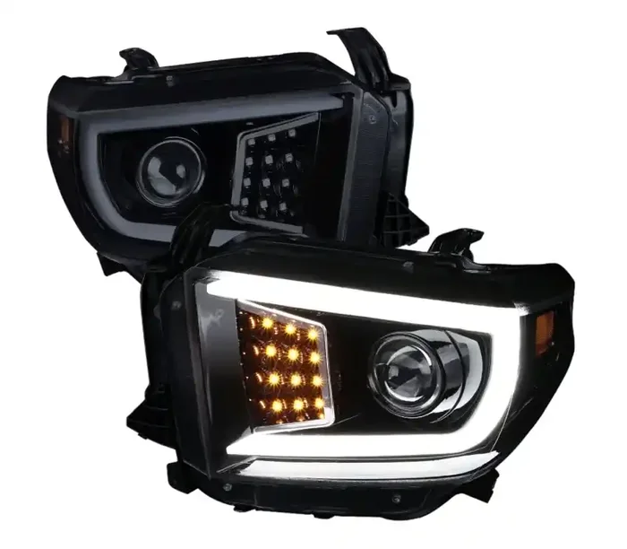 Spec-D Tuning Toyota Tundra Projector Headlight – Glossy Black With Light Smoke Lens 2LHP-TUN14G-TM