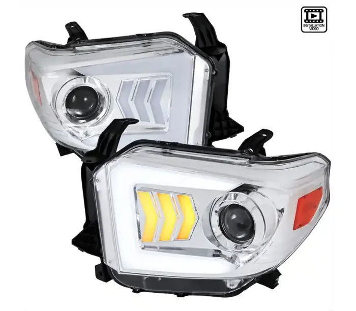 Spec-D Tuning Toyota Tundra Projector Headlights – Chrome LED Bar Drl 2LHP-TUN14-RS