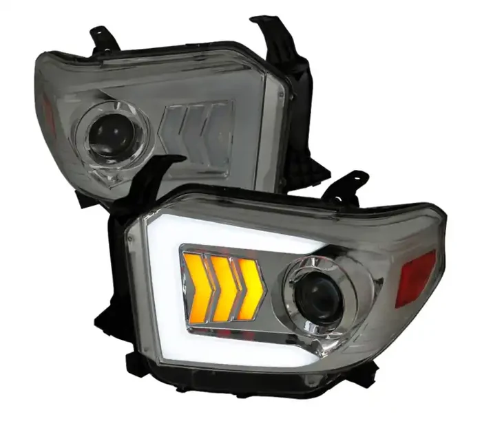 Spec-D Tuning Toyota Tundra Projector Headlights – Smoke – LED Bar Drl 2LHP-TUN14G-RS