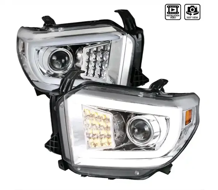 Spec-D Tuning Toyota Tundra Sequential LED Projector Headlights – Chrome 2LHP-TUN14-SQ-TM