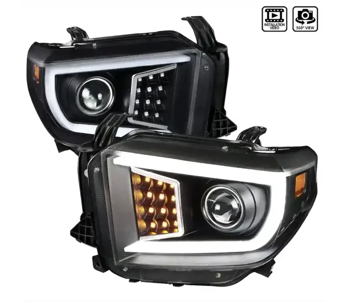 Spec-D Tuning Toyota Tundra Sequential LED Projector Headlights – Matte Black 2LHP-TUN14JM-SQ-TM
