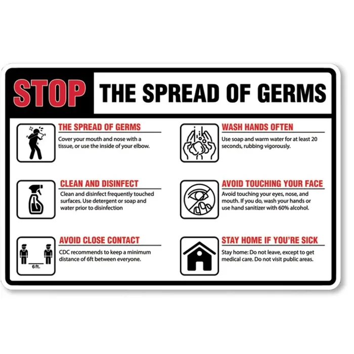 Stop the Spread of Germs Horizontal – Sign 12×18 in