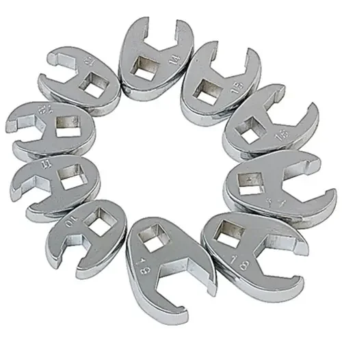 Sunex Tools 3/8″ Drive 10 Pc. Fully Polished Metric Flare Nut Crowfoot Wrench Set – 9710M