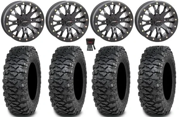 System 3 SB-4 14″ Wheels Bk (6+1) 30″ Savage XT Tires Kawasaki Teryx Mule