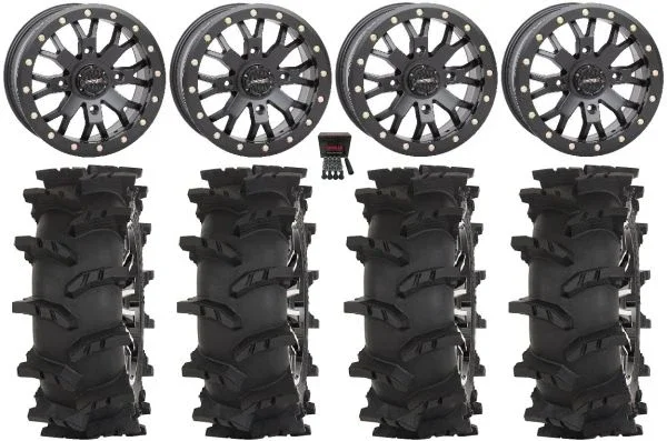 System 3 SB-4 14″ Wheels Black (6+1) 32″ Outlaw Max Tires Polaris RZR XP 1000 / PRO XP / Ranger XP 900/1000