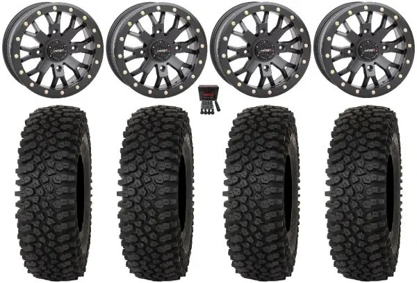 System 3 SB-4 14″ Wheels Black (6+1) 32″ Roctane ST Tires Polaris Sportsman / RZR / Ranger