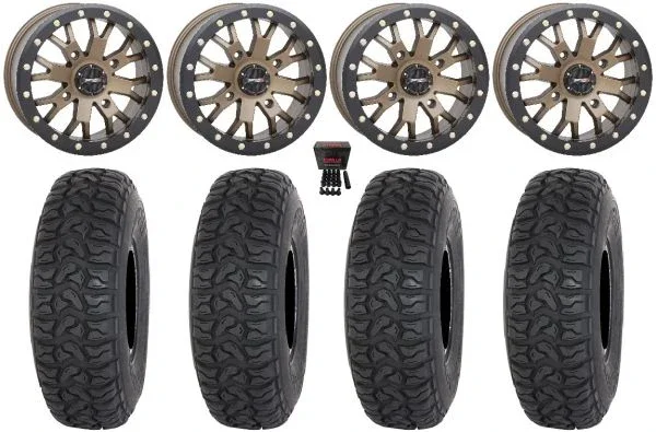 System 3 SB-4 14″ Wheels Bronze 6+1 28″ Chicane LT Tires Can-Am Maverick X3 / Honda Pioneer 1000 / Talon