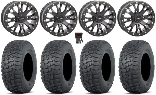 System 3 SB-4 15″ Wheels Black (4+3) 35″ Terra Hook Tires Polaris Sportsman / RZR / Ranger