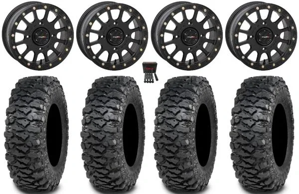 System 3 SB-5 14″ Wheels Black 28″ Savage XT Tires Sportsman 550 850 1000