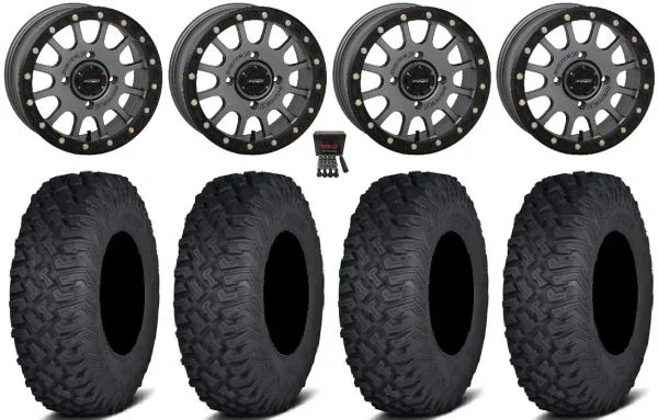System 3 SB-5 14″ Wheels Grey 27″ Coyote Tires Polaris Sportsman / RZR / Ranger