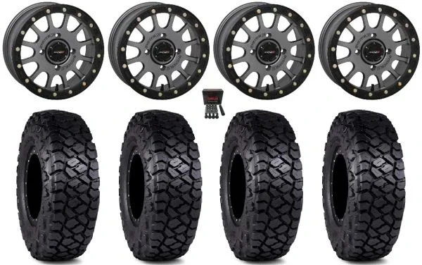 System 3 SB-5 14″ Wheels Grey 30″ Intersect Tires Can-Am Maverick X3 / Honda Pioneer 1000 / Talon