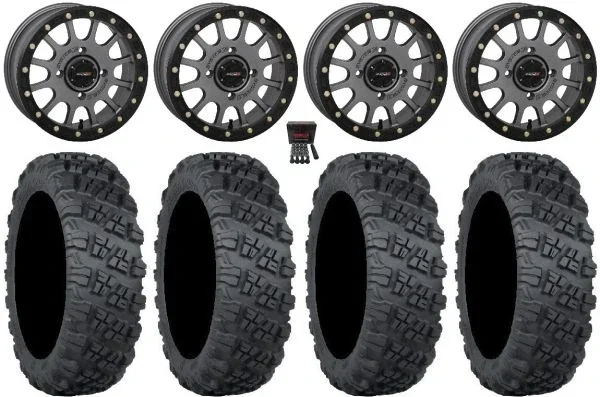 System 3 SB-5 15″ Wheels Grey 32″ Versa Cross V3 Tires Can-Am Maverick X3 / Honda Pioneer 1000 / Talon