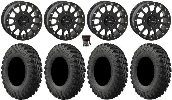 System 3 SB-5 Black 14″ Wheels 32″ MotoRally Tires Sportsman 550 850 1000