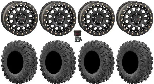 System 3 SB-6 15″ Wheels Bk (6+1) 30″ MotoRavage Tires CFMoto UForce U10 Pro / U10 XL Pro / ZForce Z10 / Z10-4