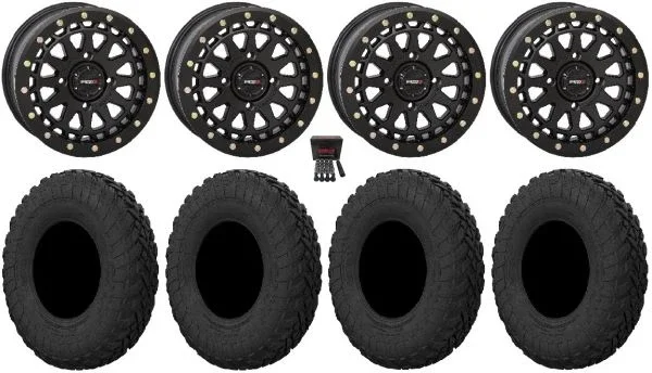 System 3 SB-6 15″ Wheels Black (5+2) 32″ Gripper R/T Tires Can-Am Commander Maverick Renegade Outlander Defender