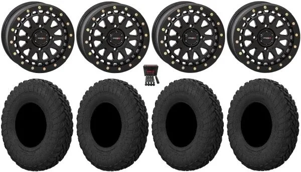 System 3 SB-6 15″ Wheels Black (6+1) 33″ Gripper R/T Tires Polaris Sportsman / RZR / Ranger