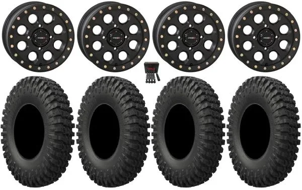 System 3 SB-7 15″ Wheels Black (5+2) 35″ MotoCrusher Tires Polaris Sportsman / RZR / Ranger