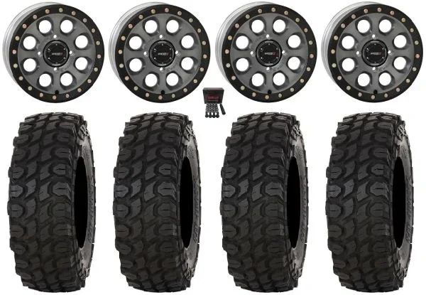 System 3 SB-7 15″ Wheels Ti (5+2) 35″ XComp ATR Tires Can-Am Maverick X3 / Honda Pioneer 1000 / Talon