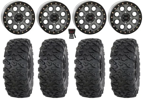 System 3 SB-7 15″ Wheels Ti (6+1) 30″ Roctane T4 Tires Polaris Sportsman / RZR / Ranger