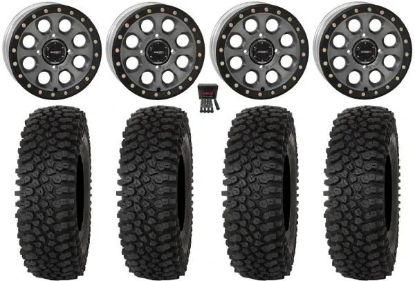 System 3 SB-7 15″ Wheels Titanium (5+2) 33″ Roctane ST Tires Can-Am Maverick X3 / Honda Pioneer 1000 / Talon