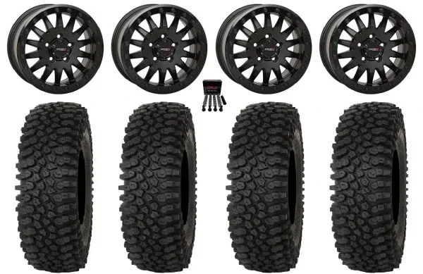 System 3 SB-8 Bdlk 15″ Wheels Bk +38mm 32″ Roctane ST Tires Polaris RZR Turbo R & Pro R Ranger 1500 Xpedition
