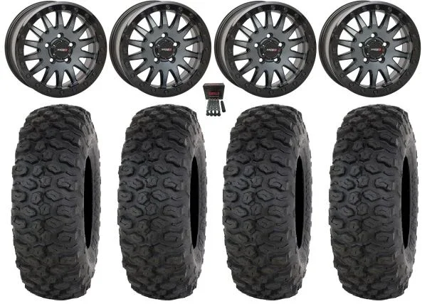 System 3 SB-8 Bdlk 15″ Wheels Gy +38mm 33″ Chicane DS Tires CFMoto UForce U10 Pro / U10 XL Pro / ZForce Z10 / Z10-4